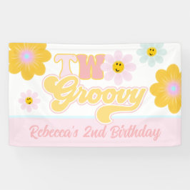 Retro Daisy Two Groovy Birthday Banner