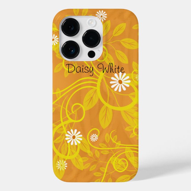 Retro Daisy und Gelbfärbung über Orange Case-Mate iPhone Hülle (Rückseite)