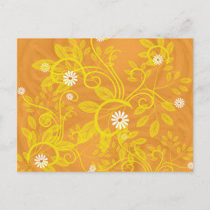 Retro Daisy und Gelbfärbung über Orange Postkarte
