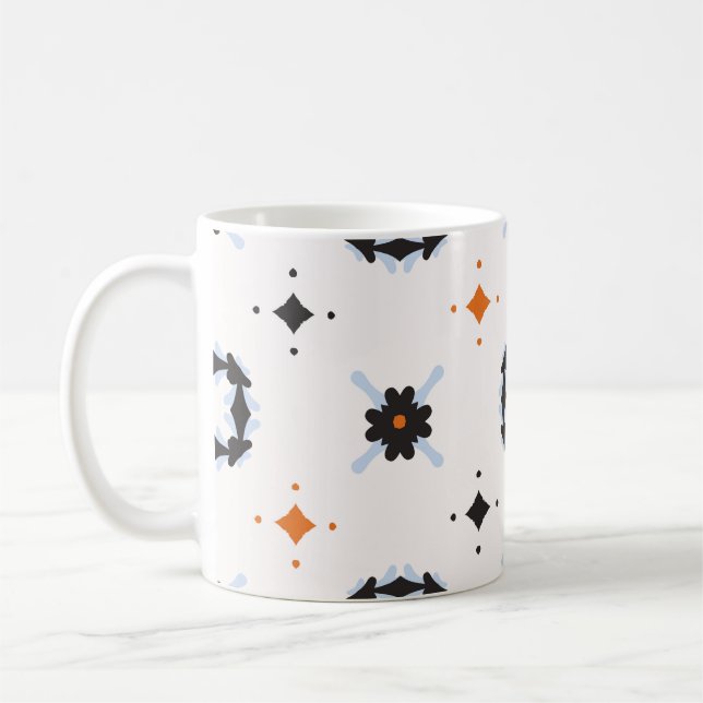 Retro Daisy Vintages Muster Handgezogenes Muster,  Kaffeetasse (Links)
