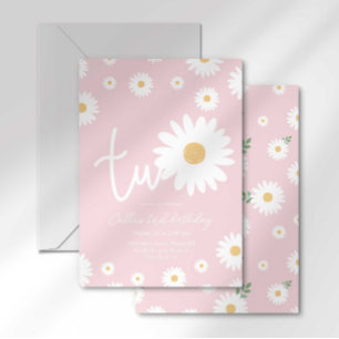 Retro Daisy Zwei Groovy Zweiter Geburtstag Einladung