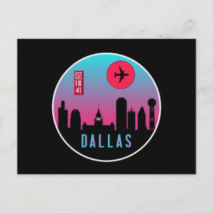 Retro Dallas City Texas Skyline City Souvenir Postkarte