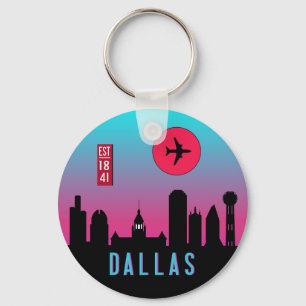 Retro Dallas City Texas Skyline Cityscape Souvenir Schlüsselanhänger