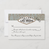 Retro Damask Floral Las Vegas Wedding RSVP