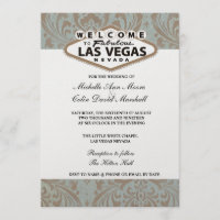 Retro Damask Floral Las Vegas Wedite Einladung