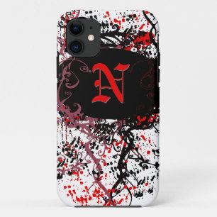 Retro Damask Muster mit Monogram Letter N iPhone 11 Hülle