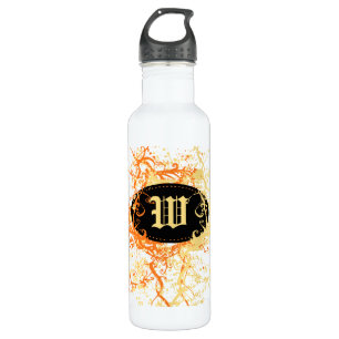 Retro Damask Muster mit Monogram Letter W Trinkflasche