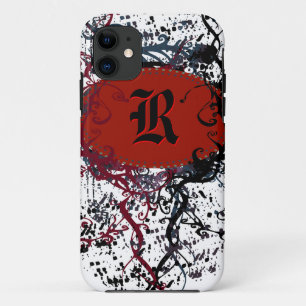 Retro-Damask-Muster mit Monogramm Buchstabe R iPhone 11 Hülle