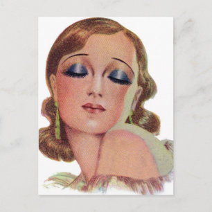 Retro-Dame aus den 20er Jahren Make-up Augen Schat Postkarte