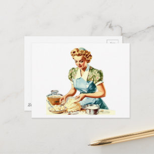 Retro-Dame backt  Postkarte