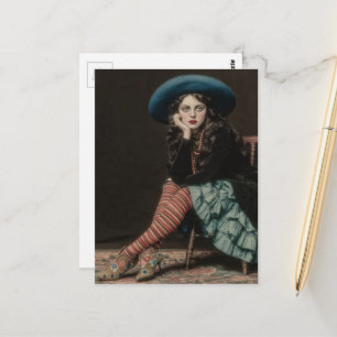 Retro-Dame mit gelangweilter Attitüde Postkarte