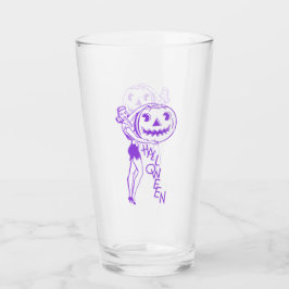 Retro Dame mit Kürbis Purpur Glas