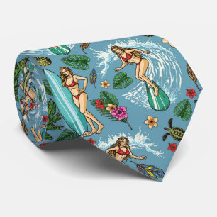 Retro-Dame-Surfmuster Krawatte