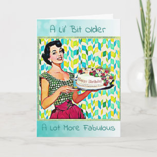 Retro-Dame Vintage-Torte Geburtstag Karte