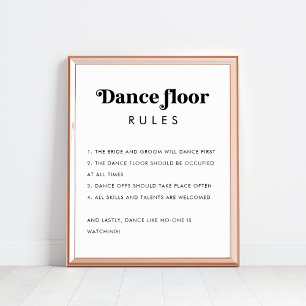 Retro Dance Floor Regeln Minimalistische Hochzeits Poster