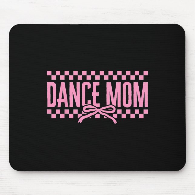 Retro Dance Mama Coquette Bow Checkered Dance Mama Mousepad (Vorne)
