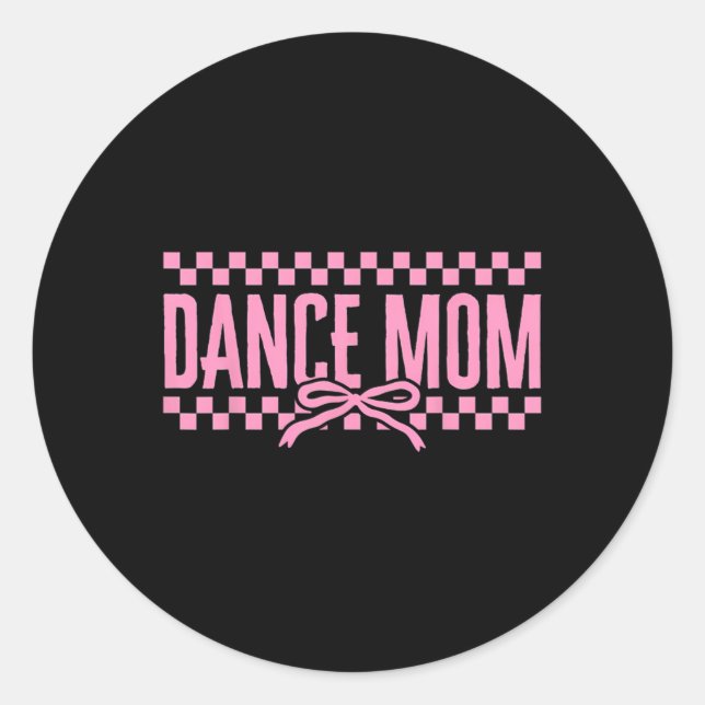 Retro Dance Mama Coquette Bow Checkered Dance Mama Runder Aufkleber (Vorderseite)