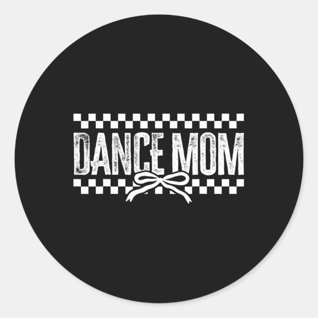 Retro Dance Mama Coquette Bow Checkered Dance Mama Runder Aufkleber (Vorderseite)