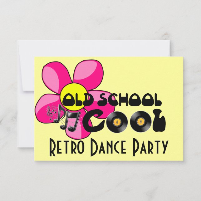 Retro Dance Party - Alte Schule Coole Vinyl Platte Einladung (Vorderseite)