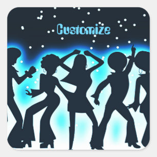 Retro Dance Party Aquamarin Quadratischer Aufkleber