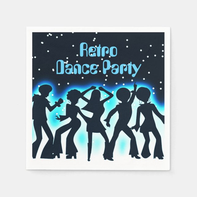 Retro Dance Party Aquamarin Serviette (Vorderseite)