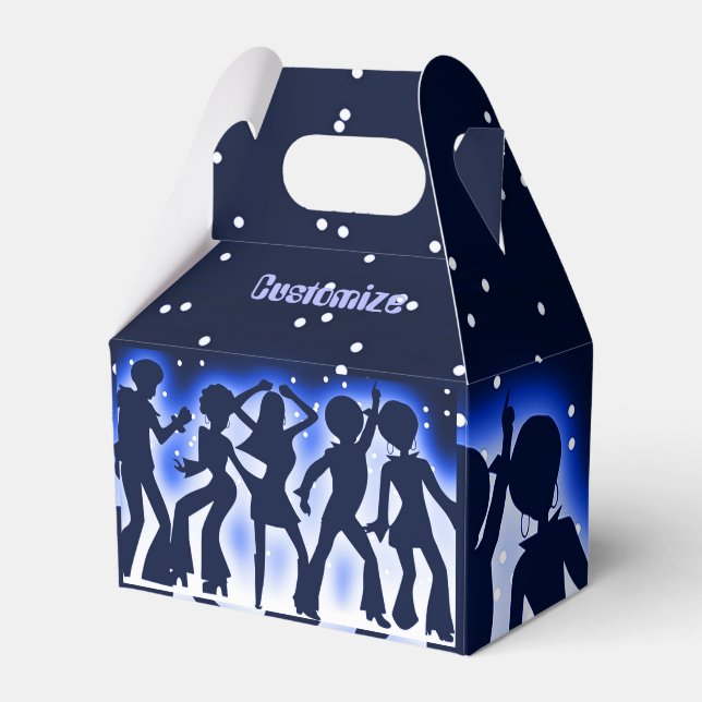 Retro Dance Party Blue Gable Geschenkschachtel (Vorderseite)