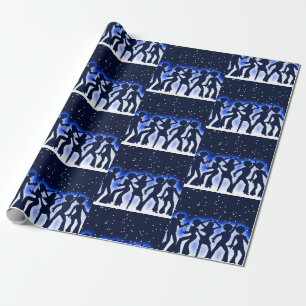Retro Dance Party Blue Geschenkpapier