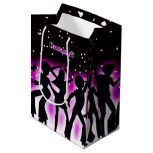 Retro Dance Party Pink Mittlere Geschenktüte