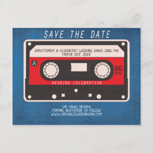 Retro Dance Tape Mix Wedding Save the Date Ankündigungspostkarte