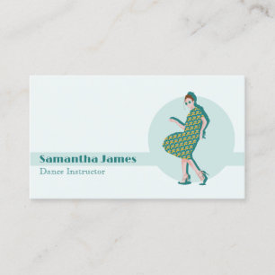 Retro Dancing Green Custom Business Card Visitenkarte