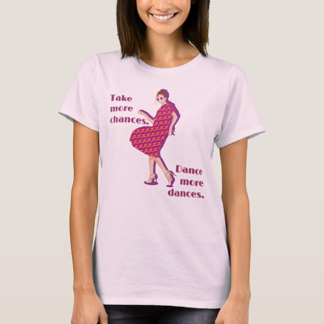 Retro Dancing Lila benutzerdefinierter Text T-Shirt (Vorderseite)