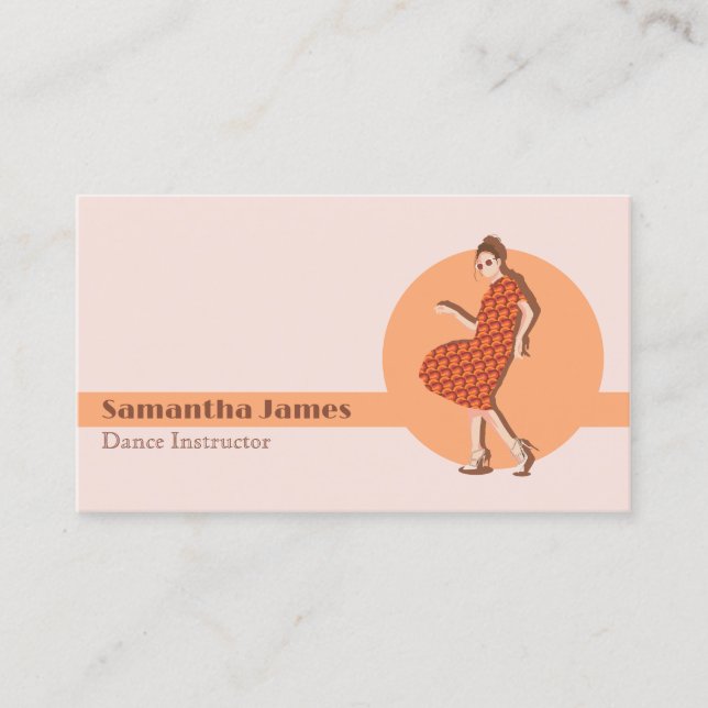 Retro Dancing Orange Custom Visitenkarte (Vorderseite)