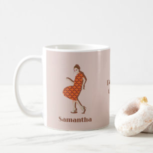 Retro Dancing Queen Orange Individuelle Name Kaffeetasse