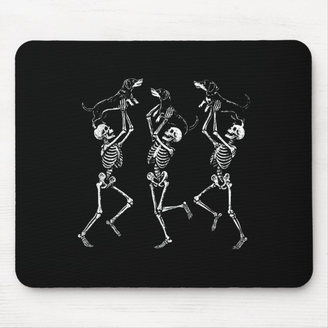 Retro Dancing Skeletts Dackel Niedlich Halloween D Mousepad (Vorne)