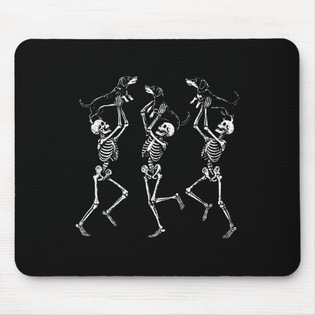 Retro Dancing Skeletts Dackel Niedlich Halloween D Mousepad (Vorne)
