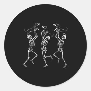 Retro Dancing Skeletts Dackel Niedlich Halloween D Runder Aufkleber