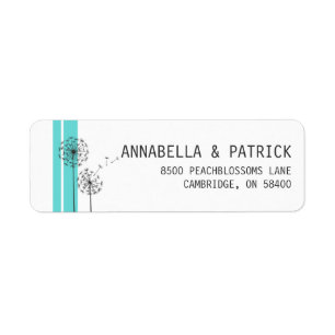 Retro Dandela Blue Minimalistisch Address Label