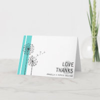 Retro Dandelions Blue Minimalistisch Danke