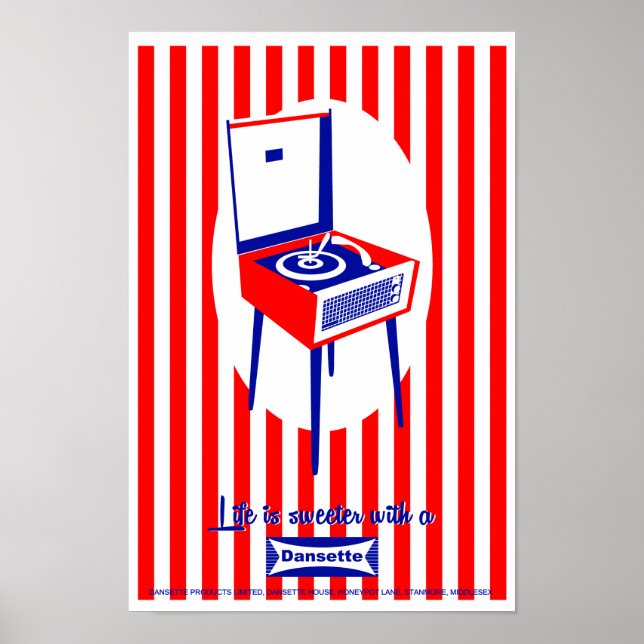 Retro Dansette Record Player Pop Art Poster (Vorne)