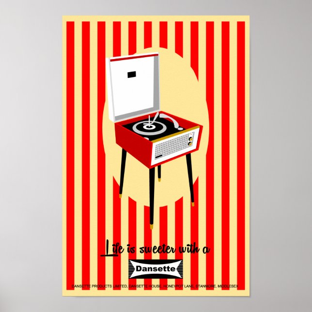 Retro Dansette Record Player Pop Art Poster (Vorne)