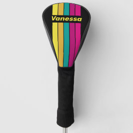 Retro Dark 80s Pin Striped with Name Golf Headcover
