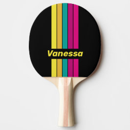 Retro Dark 80s Pin Striped with Name Tischtennis Schläger