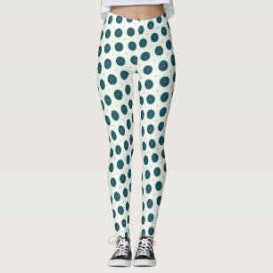 Retro Dark Aquamarin Polka Dot Pattern - Minimalis Leggings