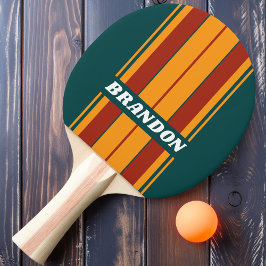 Retro Dark Aquamarin Splash Board Streifen mit Nam Tischtennis Schläger