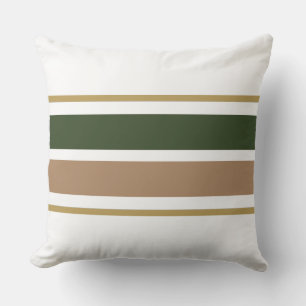 Retro Dark Green Light Brown Wide Racing Stripese Kissen