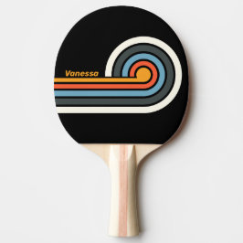 Retro Dark Rainbow Lockenstreifen mit Namen Tischtennis Schläger