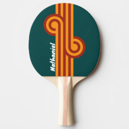 Retro Dark Teal Splash Loop mit Namen Tischtennis Schläger
