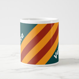 Retro Dark Teal Splash Stripes with Name Jumbo-Tasse