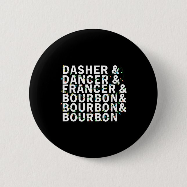 Retro Dasher Tänzer Prancer Bourbon Weihnachten Sp Button (Vorderseite)