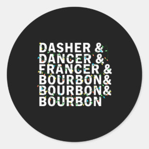 Retro Dasher Tänzer Prancer Bourbon Weihnachten Sp Runder Aufkleber